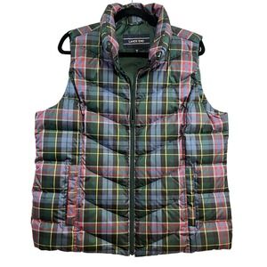 Lands' End Women's XL Down Puffer Vest Plaid Packable Lightweight